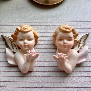 Sold Vintage ardco fine quality dallas cherub angel porcelain wall figurines